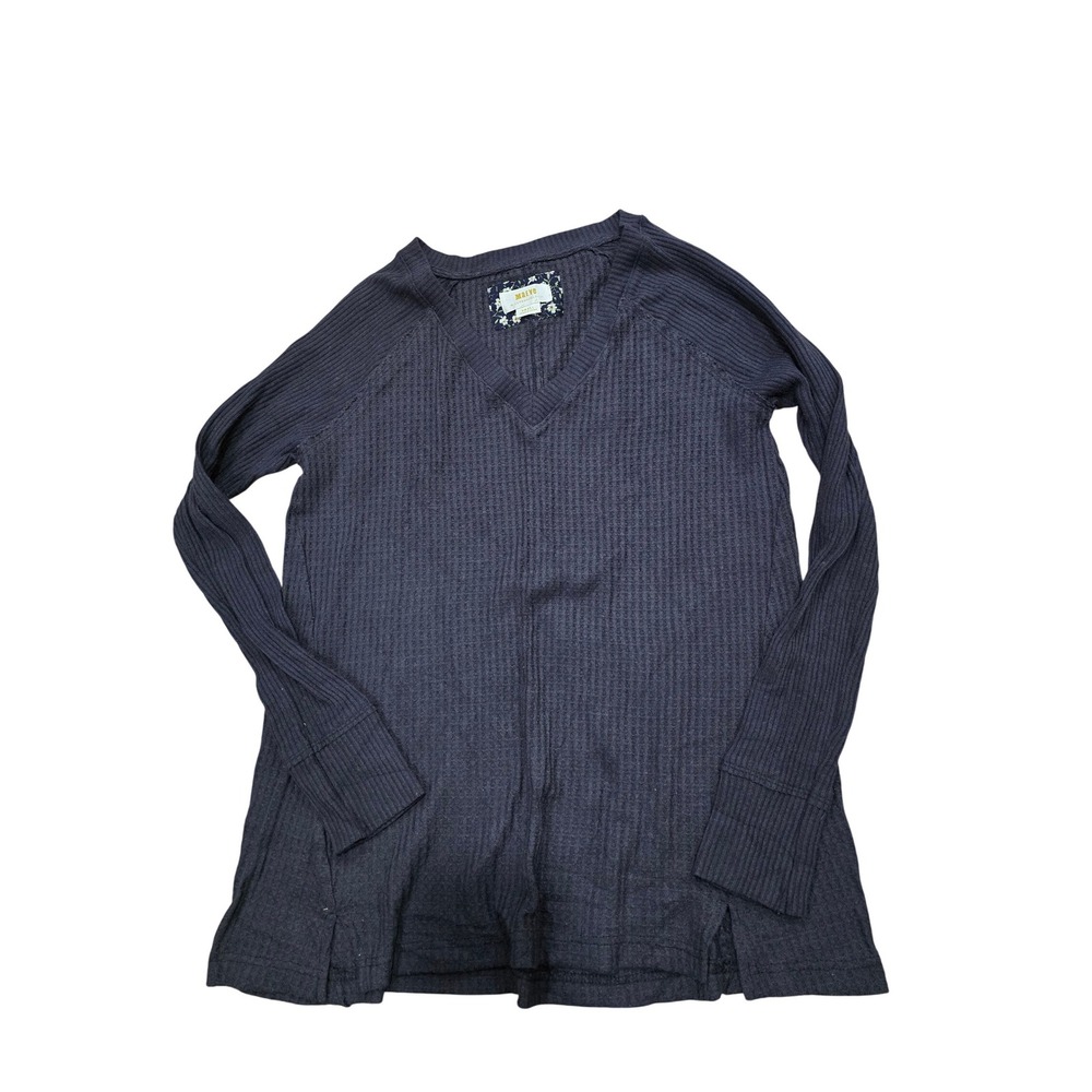 Maeve Anthropologie Womens Small Top V-Neck Long Sleeve Waffle Knit‎ Casual